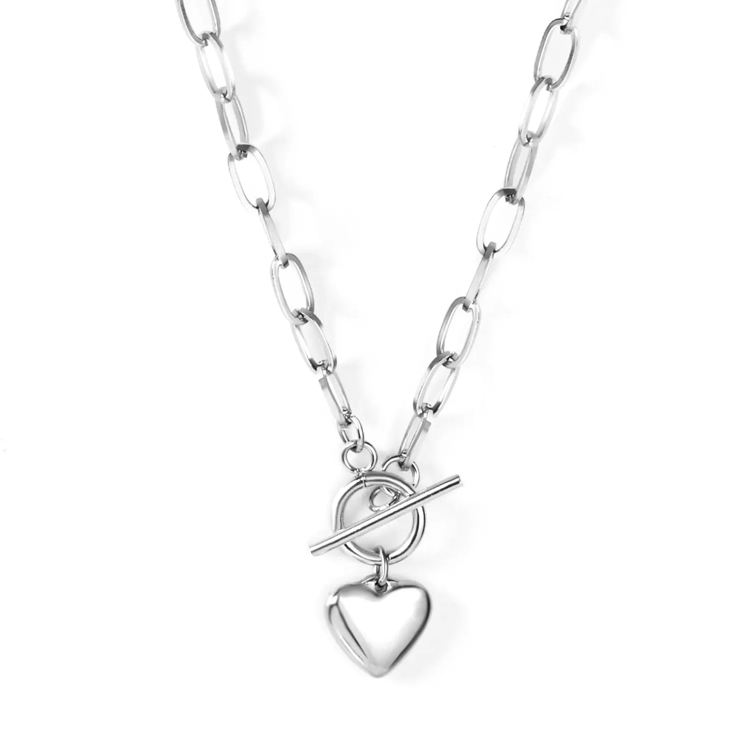 Heart Pendant 316L Stainless Steel Link Chain Necklace For Women Choker Collar Accessories Christmas Party Gift asonjewelry